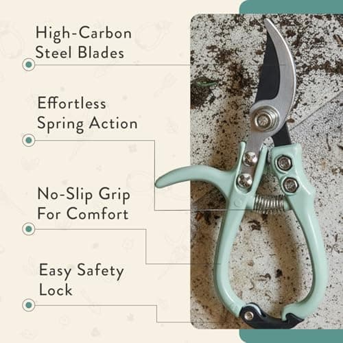 Modern Sprout Hand Pruners - Lightweight Pruning Shears W/Easy Lock- Gardening Scissors - Bypass Sharp Carbon Steel Blade - Rust Resistant - Garden Tools -Reusable Holster -Gift for Father's Day-Ocean - Thumbnail 4