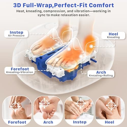 Musugy Foot Massager, Shiatsu Foot Massager Machine with Heat & Vibration & Compression for Plantar Fasciitis, Neuropathy - 5 Intensity, 4 Modes, 2 Heat, US Size 11, Gifts for Mother women, Mom, Black - Thumbnail 3