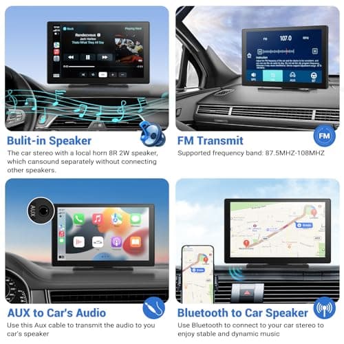HAUXIY Wireless Apple Carplay Screen for Car 4K Dash Cam, 9" Portable Apple Carplay & Android Auto Car Stereo, with 1080p Backup Camera, GPS Navigation/Mirror Link/Voice Control/Bluetooth - Thumbnail 4