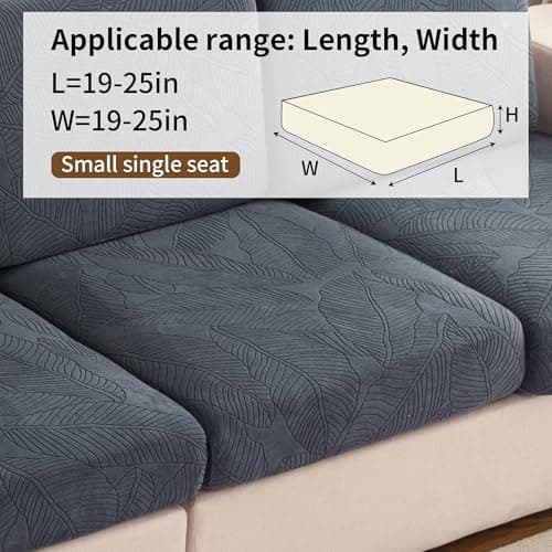 UWWGKK Stretch Couch Cover for Sectional Sofa - Multiple Patterns & Colors,Sofa Cover Design for L-Shaped Couches,Dark Grey Bjy Small Single Seat(1 Pcs) - Thumbnail 5