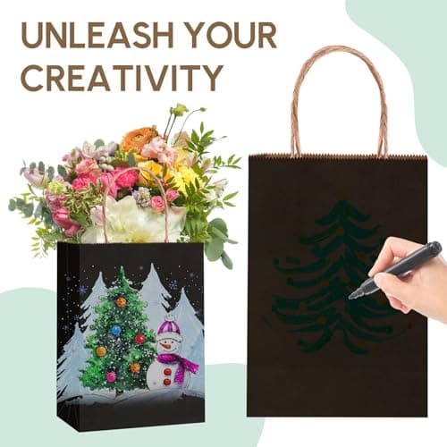 Qioxiou 60 Pack Black Gift Bags 5.91x3.15x8.27 Small Kraft Paper Gift Bags with Handles Bulk, Black Paper Sacks for Small Business, Retail, Shopping, Merchandise, Grocery, Wedding Birthday Party Favor - Thumbnail 5
