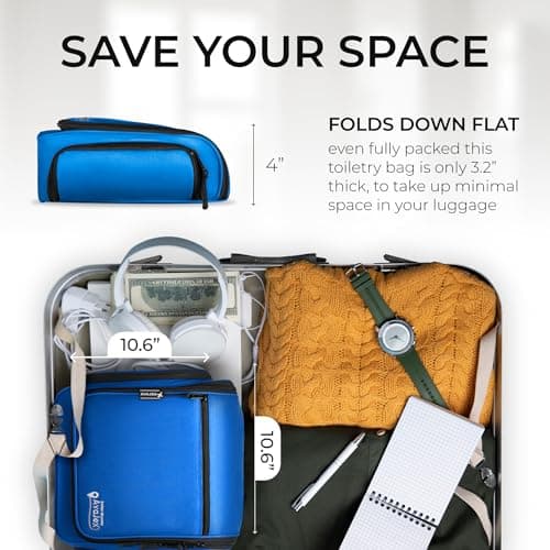 Travel Toiletry Bag for Men and Women - (10.6”x10.6”x3.2”) Large Hanging Toiletry Organizer - Waterproof Hygiene Bag with Metal XXL Swivel Hook, with Sturdy Zippers and 19 Compartments for Toiletries - Thumbnail 6