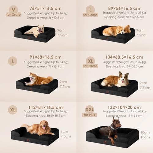 EHEYCIGA Orthopedic Dog Beds for Extra Large Dogs, Waterproof Memory Foam XL Dog Bed with Sides, Non-Slip Bottom and Egg-Crate Foam Big Pet Couch Bed with Washable Removable Cover, Black - Thumbnail 5