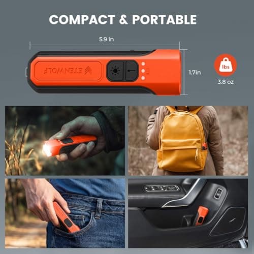 ETENWOLF L2 Rechargeable Flashlight USB-C,6 Light Modes,Flat Flashlight with Red Beam,Super Bright LED Flash Light,Lightweight Handheld Flashlight for Home Camping Emergency Gift(Vivid Orange) - Thumbnail 4