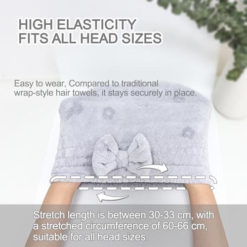 Jseng 3Packs Microfiber Hair Towel for Women - Quick-Drying, Super Absorbent Hair Wrap with Bow Design, Soft Hair Towel Turban for Curly Long Wet Hair - Thumbnail 3