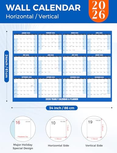 2026 Wall Calendar - 24" x 34" Dry Erase Calendar 12 Month Annual Full Yearly Wall Planner 2-Sided Horizontal/Vertical, Reversible (Starry Sky) - Thumbnail 2