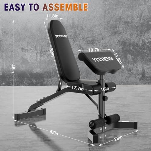 Weight Bench, Muti-functional Strength Training Bench for Full Body Workout Home Gym, Adjustable Sit up Beach, Upright Incline Flat Exercise Bench with Preacher Pad - Thumbnail 6