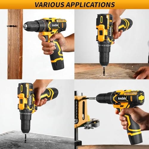 Aredale Cordless Drill Set, 12V Power Drill Driver with 2 Battery and Charger & Toolbox, 3/8" Keyless Chuck, 2 Variable Speed, 25+1 Torque Setting with LED for Home DIY - Thumbnail 5