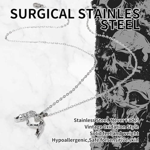 HBFKL Love Halloween Skull Hand Necklace Jewelry Accessories for Men Women Halloween Cosplay, Pirates Costume, Halloween Dress Up Party Favors - Thumbnail 4