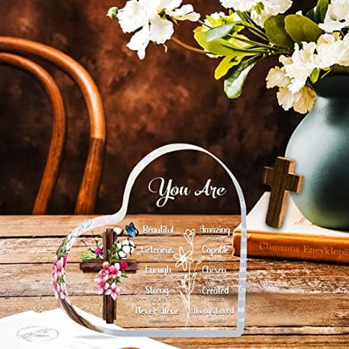 Christian Gifts For Women,Inspirational Religious Gifts With Bible Verse,Spiritual Encouragement Gifts,Gift For Women,Friend Mom,Sister Acrylic Hearts Plaques - Thumbnail 3