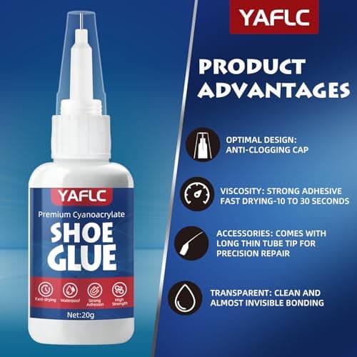YAFLC Shoe Glue Sole Repair, Super Glue for Shoe Heavy Duty, Boot Repair, Sneakers, Athletic Shoes, Heels, Sandals 40g - Thumbnail 5