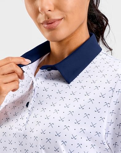 SANTINY Golf Polo Shirts for Women Short Sleeve Quick Dry 3 Buttons Collared Pickleball Shirt Summer Golf Tennis Tops (White Golf Clubs_2XL) - Thumbnail 4