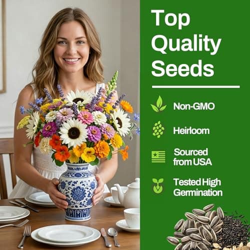10 Varieties Flower Seeds in Individual Packs, 66,600+ Non-GMO Seeds Indoor Outdoor, Includes Zinnia Lavender Sunflower Marigold Cosmos Nasturtium Snapdragon Borage Yarrow Calendula, Wildflower Seeds - Thumbnail 3