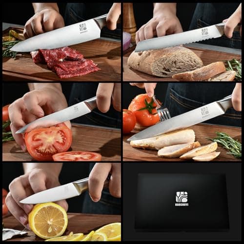 HAOCHUYI 5-Piece Professional Chef Knife Set - Ultra-Sharp Kitchen Knives with Ergonomic steel handle, Ideal for Home, Outdoor, Camping, BBQ, and Gifts for Men - Thumbnail 6