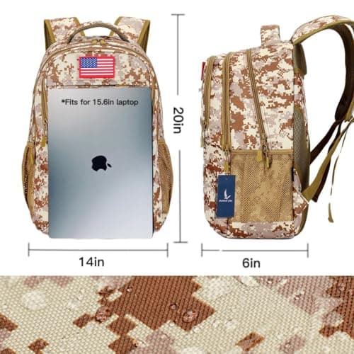outdoor plus Camo Backpack,Military Boys Backpacks for School,40L Army Bookbag with USB Charging Port Waterproof - Thumbnail 2