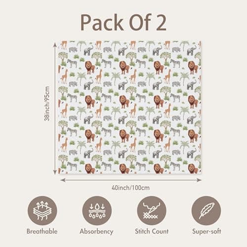 GLLQUEN BABY Muslin Swaddle Blankets,2-Pack Receiving Blankets for Newborn Boys and Girls,Baby Swaddle Blanket Unisex,Tropical Africa,Baby Essentials, Registry & Gift, 40 x 38 inches - Thumbnail 5