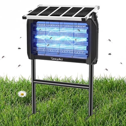 Solar Bug Zapper Outdoor, 4000V/15W High Powered Electric Bug Zapper, Solar & USB Powered with LED Fly Light Trap, IPX5 Waterproof for Patio, Garden, Camping