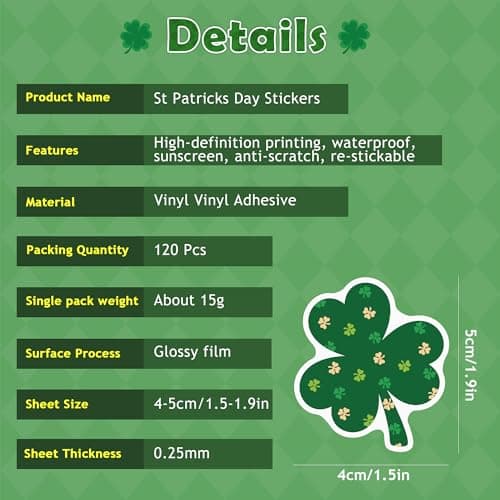 120 PCS St Patricks Day Stickers for Kids - St Patricks Day Decorations - St Patricks Day Accessories Shamrock Decorations,St. Patrick’s Day Crafts Gifts for Boys Girls - Thumbnail 6