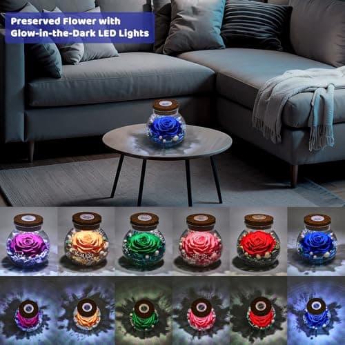Gifts for Women Mom Birthday Gift Preserved Rose Eternal Forever Flower in Glass Wishing Bottle with LED Light Flowers for Delivery Prime for Grandma Mother Wife Sister Her Girlfriend Valentine Day - Thumbnail 4
