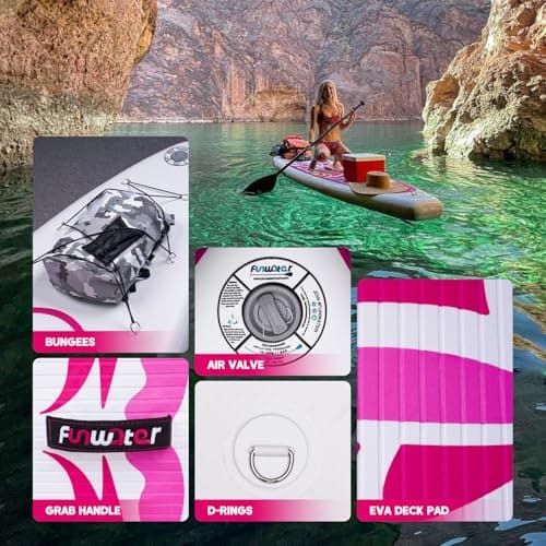 FunWater Inflatable 10'6×33"×6" Ultra-Light SUP for All Skill Levels Everything Included with Stand Up Paddle Board, Adj Paddle, Pump, ISUP Travel Backpack, Leash, Waterproof Bag - Thumbnail 3