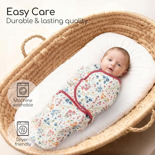 CIVARUA KIDS Baby Swaddles for Newborn Organic Cotton,Soft & Snug Newborn Velcro Swaddle 0-3 Months Sleep Sack Helps Calm Startle Reflex, 2-Pack Wrap Nursery Swaddling Blankets Country Floral - Thumbnail 3