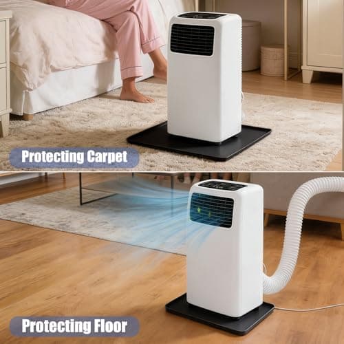 LTHCCOU Air Conditioner Drip Pan Waterproof Thick Portable AC Silicone Mat with Raised Edges 20''X20''X0.6 Non-Slip Under Humidifier Mini Fridge Mat for Floor Carpet Protect, Black - Thumbnail 3
