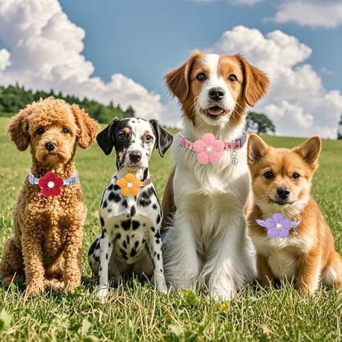 Small Dog Collar with Flower, Puppy Collar for Girl Dog Collars for Small Dogs Cute Dog Collar with Bell, Adjustable Length - Thumbnail 6