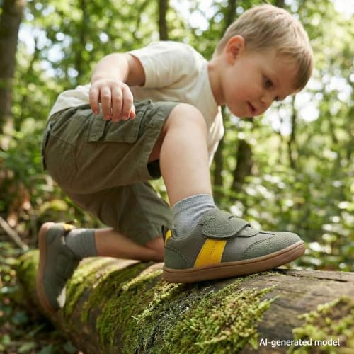 WIDE TOE BOX Toddler Barefoot Shoes,Boys and Girls First Walking Shoe Non-Slip Lightweight Baby Sneakers Khaki Size 9 - Thumbnail 3