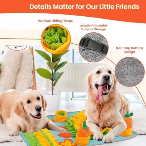 Snuffle Mat for Large Dogs, 32'' x 20'' Interactive Puzzle Sniff Mat Dog Food Mat, Durable Slow Feeder Dog Feeder Puzzle Toy for Training and Stress Relief, Easy to Clean - Thumbnail 2