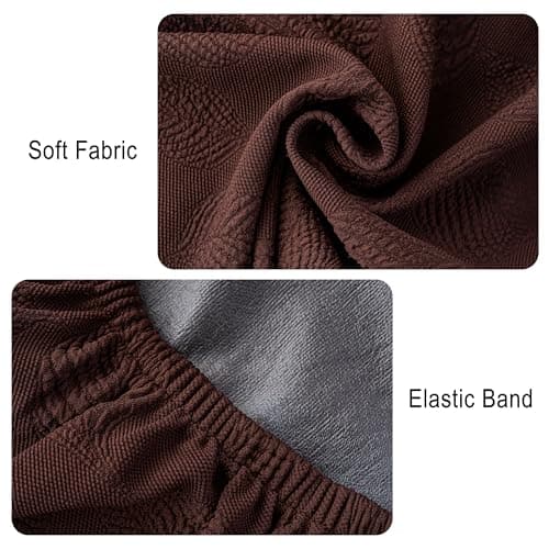 Genina Waterproof Dining Chair Covers Set of 2,Stretch Dining Room Chair Slipcovers with Leaf Jacquard,Removable Kitchen Chair Protector for Home,Restaurant,Banquet-Dark Brown - Thumbnail 4