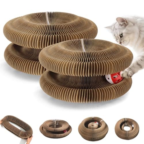 COSOWO Magic Twist Cat Toy, Collapsible & Double-Sided Infinity Design Kitten Scratching Pad, Eco-Friendly Cardboard, Long-Lasting Interactive Play Toy for Indoor Kittens, 2 Pack - Image 1
