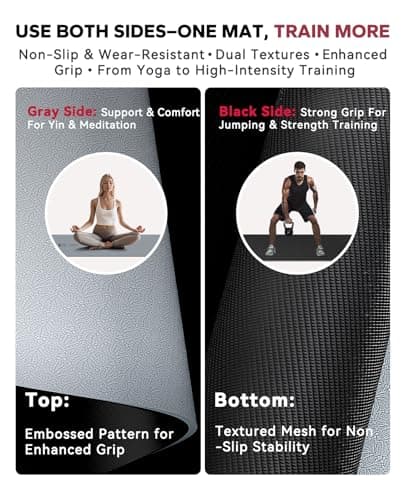 HAPBEAR Large Yoga Mat - 72"x36" Extra Wide Exercise Mat - 1/4" Thick Dual Color PVC | Anti-Slip Surface & High Cushioning - Ideal for Yoga, Pilates & Home Workouts - Bonus Mesh Bag - Thumbnail 4