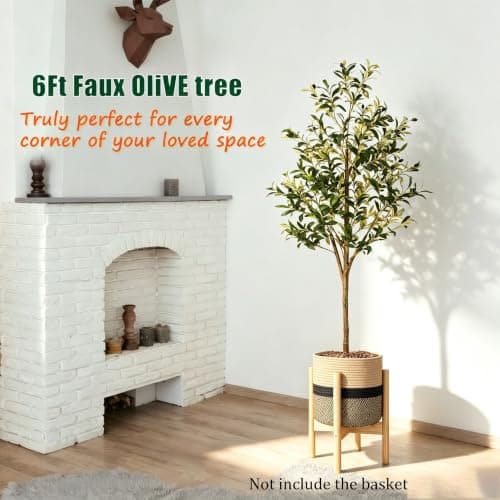 6ft Artificial Olive Trees Indoor, Faux Olive Tree 6 Feet Fake Plants with Realistic Leaves Olive Silk Tree Home Bedroom Housewarming Gifts - Thumbnail 2