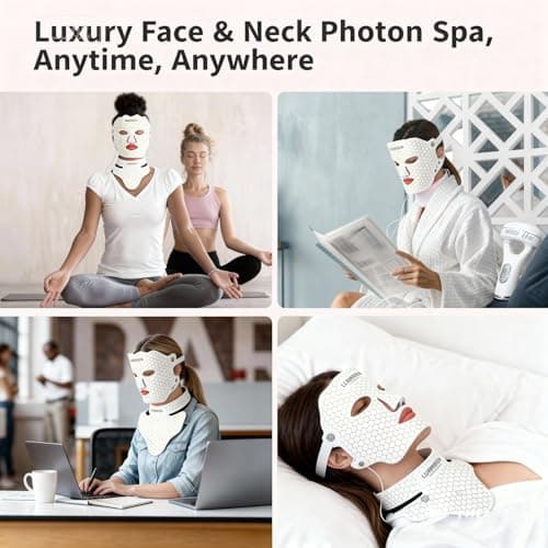 LUMENIXA Red Light Therapy for Face and Neck, 7 Colors LED Facial Light Therapy Mask - Birthday, Christmas, Mothers Day, Valentines Day, Self Care Gifts for Her Women Mom Best Friend Wife Teacher - Thumbnail 4
