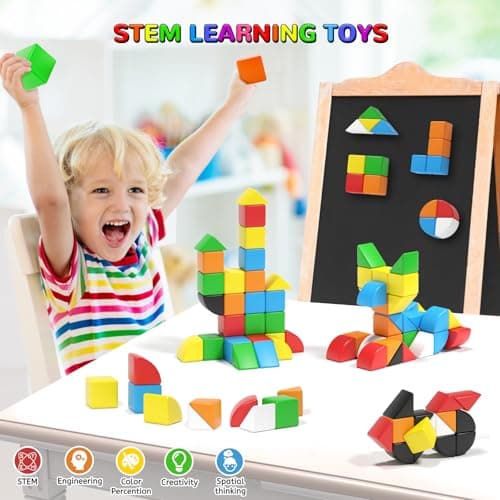 Hiwawind 84pcs Magnetic Blocks,Toys for 3 Year Old Boys & Girls, Sensory Toys for Kids with Autism, STEM Preschool Montessori Toys for Toddlers 3-5, Christmas Toys Birthday Gifts for Grandkids - Thumbnail 5
