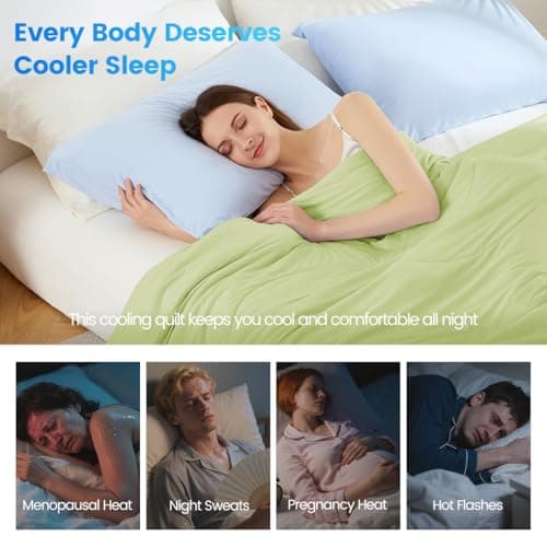 Regency Heights King Size Cooling Comforter, Breathable Blanket for Hot Sleepers, Lightweight All Season Bedding for Night Sweats, 108x90, Sage - Thumbnail 5