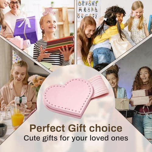 2Pcs Magnetic Leather Bookmarks with Gift Box Heart-Shaped Magnetic Pen Holder Book Marks Clip Gift for Book Lover Readers Cute Bookmark for Women, Pink - Thumbnail 6