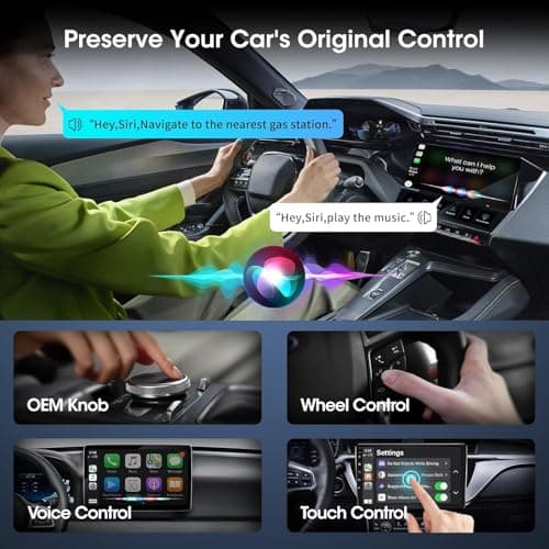 2in1 Mini Wireless Carplay Adapter for Apple iPhone & Android Auto,Plug in Auto Play Wired to Wireless Small Dongle Car Adapter for Cars 2016+ Toyota/Honda/Cadillac/Ford/Chevrolet/Jeep - Thumbnail 2