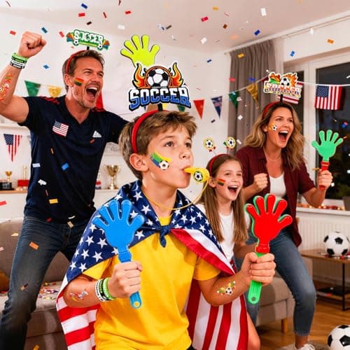 DEKWELL Fan Accessories Kit for 2026 World Cup, 28 PCS World Soccer Sport Cup Gear Set for Home Cheering, Soccer Party Decorations, Stadium Events, Watch Party - Thumbnail 2