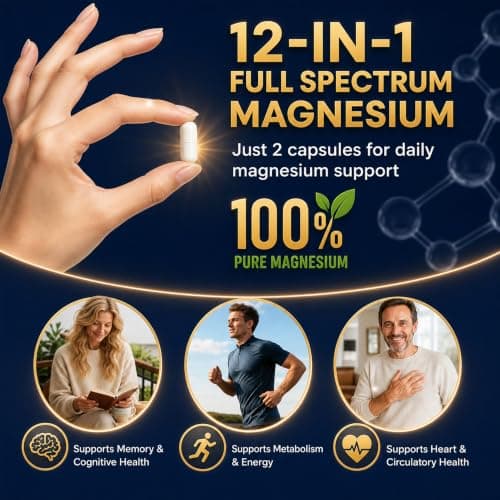 Magnesium Complex, Magnesium Glycinate, Elemental Magnesium Supplement with Taurate, Citrate, Orotate & Aspartate, Supports Muscle Relaxation, Heart Health, Sleep & Energy | Vegan (500mg) - Thumbnail 6