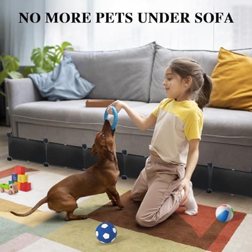 LEICHTEN 6.7" H x 166" L in Total Under Couch Blocker, Adjustable Length Couch Blockers for Pets, Couch Blockers Keep Cat Dog Off Couch, Fits Loveseat, Sofa, Couch, Black - Thumbnail 2
