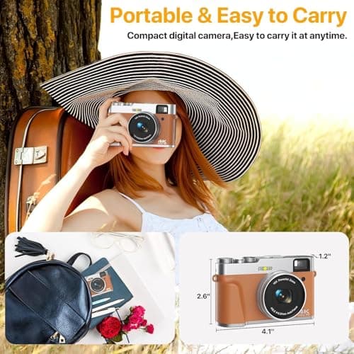 4K Digital Camera for Photography, 48MP Autofocus Vlogging Cameras with 16X Digital Zoom, 2.8" LCD Point and Shoot Camera for YouTube, Anti-Shake Compact Cameras with 32GB Micro SD Card & 2 Batteries - Thumbnail 6