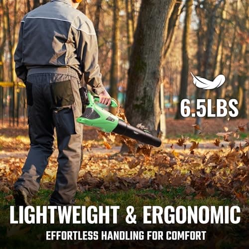 WORKPROX Leaf Blower Cordless, 20V Electric Blower with 4.0Ah Type-C Charging Battery, 89.5MPH 500CFM, Lightweight Handheld Mini Blowers for Lawn Care, Patio Cleaning, Dust, Blowing Leaves - Thumbnail 3