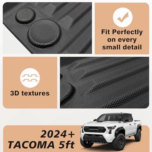 TripleAliners Truck Mat Compatible with 2024-2026 Toyota Tacoma 5FT Accessories, Truck Bed Mat Heavy Duty Custom Fit All Weather Protection TPE Pickup Liner - Thumbnail 2