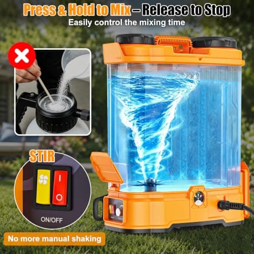 Rozlchar Backpack Sprayer 4.2 Gal Battery Powered, Compatible for DeWalt 20V Batteries(Tool Only), Electric Garden Sprayer with Mixing, 0-90 PSI Weed Sprayers with 6 Nozzles for Yard Lawn Farm - Thumbnail 2