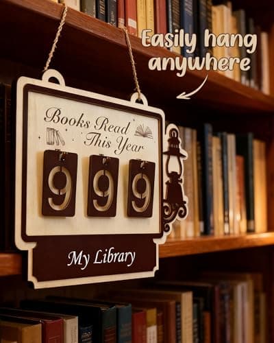 Books Read This Year Counter Sign, Book Shelf Decor, Book Lover Gifts for Women, Wooden Reading Tracker, library Decor for Home, Gift for Readers, Teachers, Librarians (Burlywood 1) - Thumbnail 6