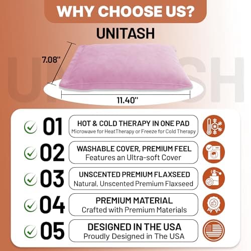 Microwavable Heating Pad for Period Cramps, Heating pad–Machine Washable Cover-Heating Pad, Portable Menstrual Microwave Heating Pad- Unscented (Pink Pillow) - Thumbnail 2