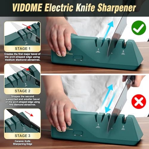 Knife Sharpener, Diamond Abrasives Electric Knife Sharpener for Stainless Steel and Ceramic Knives, with Dust Collection Box, Quick Sharpening & Polishing - Thumbnail 2