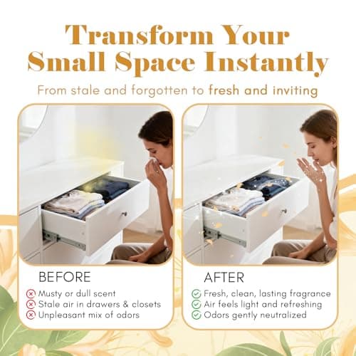 SCENTORINI Scented Sachets for Drawers and Closets, Honeysuckle Scent 14 Pack, Long-Lasting Sachets Bags Wardrobe Freshener for Small Space, Luggage, Clothes Storage, Suitcases - Thumbnail 5