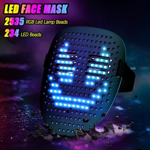 Ompusos LED Mask Light Up Mask with Gesture Sensing, Cool Costume Mask Teen Boys Gifts for Halloween Christmas Birthday - Thumbnail 5